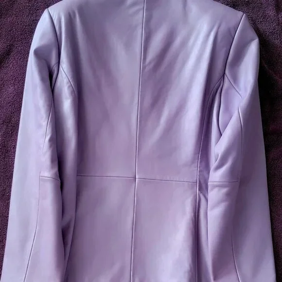 NEVER WORN - VINTAGE LIZ CLAIBORNE LAVENDER LEATHER JACKET - SIZE MEDIUM - Picture 11 of 11